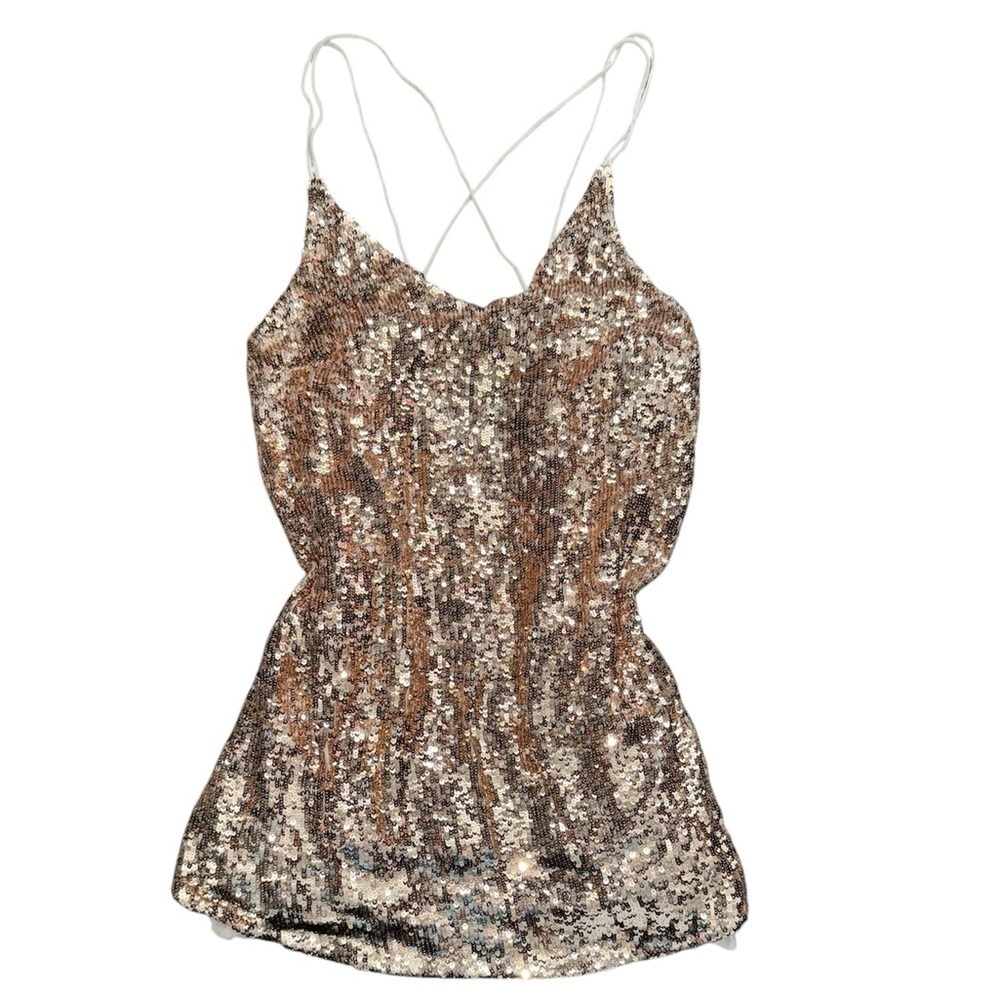 Free People Gold Mini Dress - Picture 1 of 2